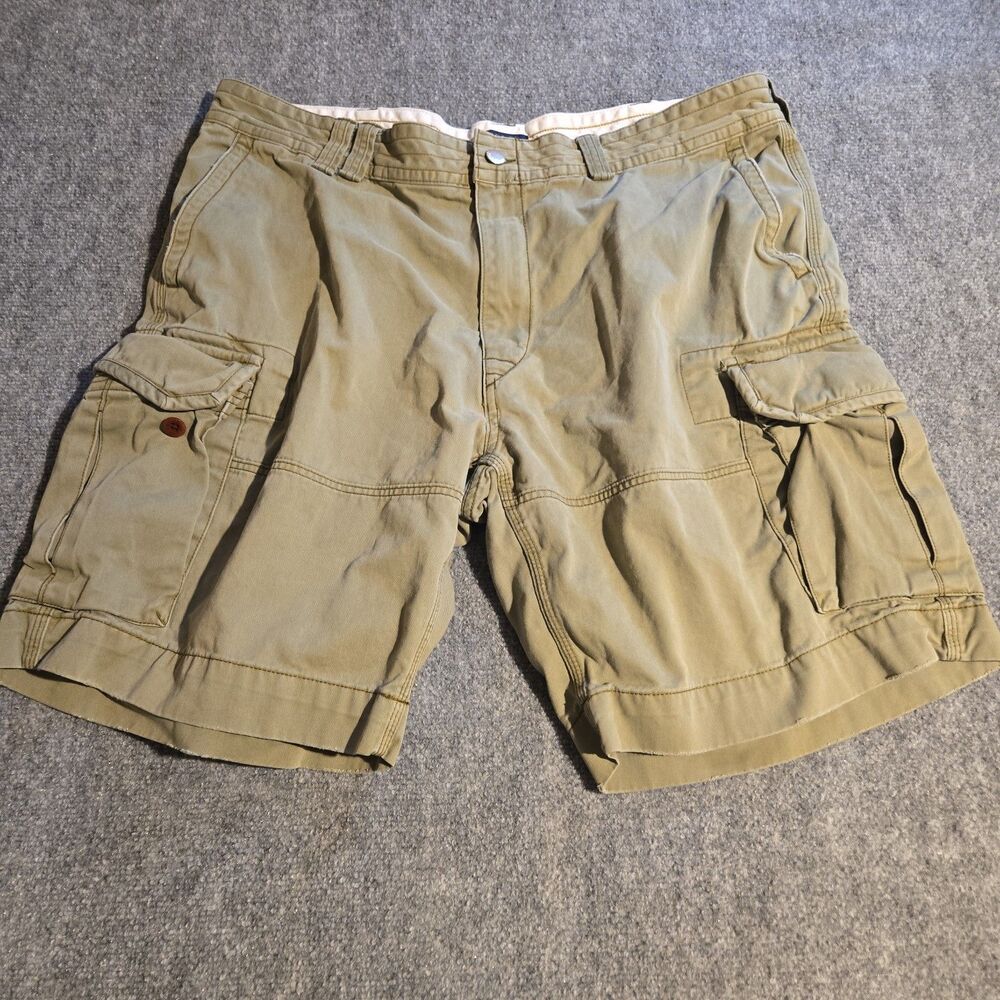 VTG Polo Ralph Lauren Cargo Shorts Mens 42 Green Heavyweight Y2K Pockets Hiking